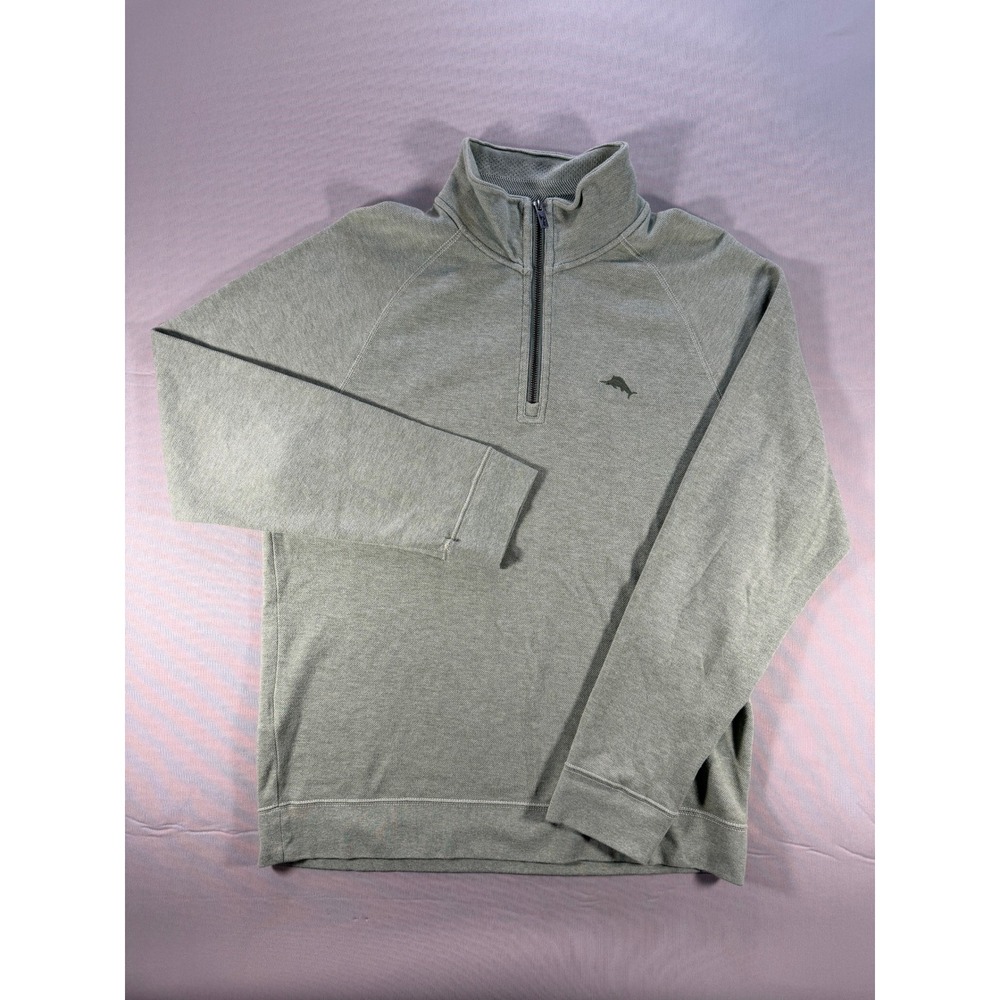 Tommy Bahama Mens Sage Green Quarter Zip Pullover Sweatshirt Size M ST227685